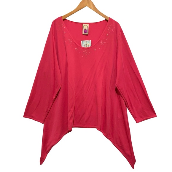 Antthony Original Tops - Vintage Antthony Original Women's Pink Tunic Top Assymetrical Size 3X NWT 90s